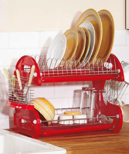  2-Tier Deluxe Dish Drainers - Red