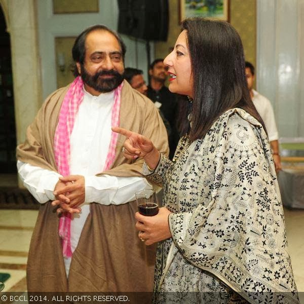 Aamir Raza Hussain with Neelam Pratap Rudy at the book launch party of Times Food and Nightlife Guide, Delhi, 2014, held at hotel ITC Maurya, New Delhi, on January 27, 2014.