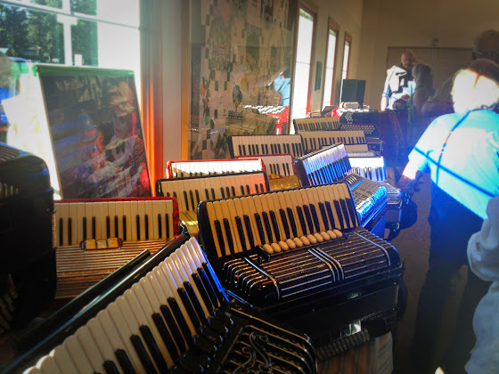 Accordions on display at the Leavenworth International Accordion Celebration.