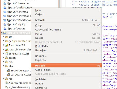 Preparar proyecto Android en Eclipse con Framework PhoneGap