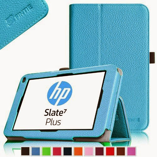  Fintie HP Slate 7 Plus (Model 4200) Folio Case - Premium Leather Stand Cover with Stylus Loop for HP Slate 7 Plus Android Tablet (3 Year Manufacturer Warranty) - Blue