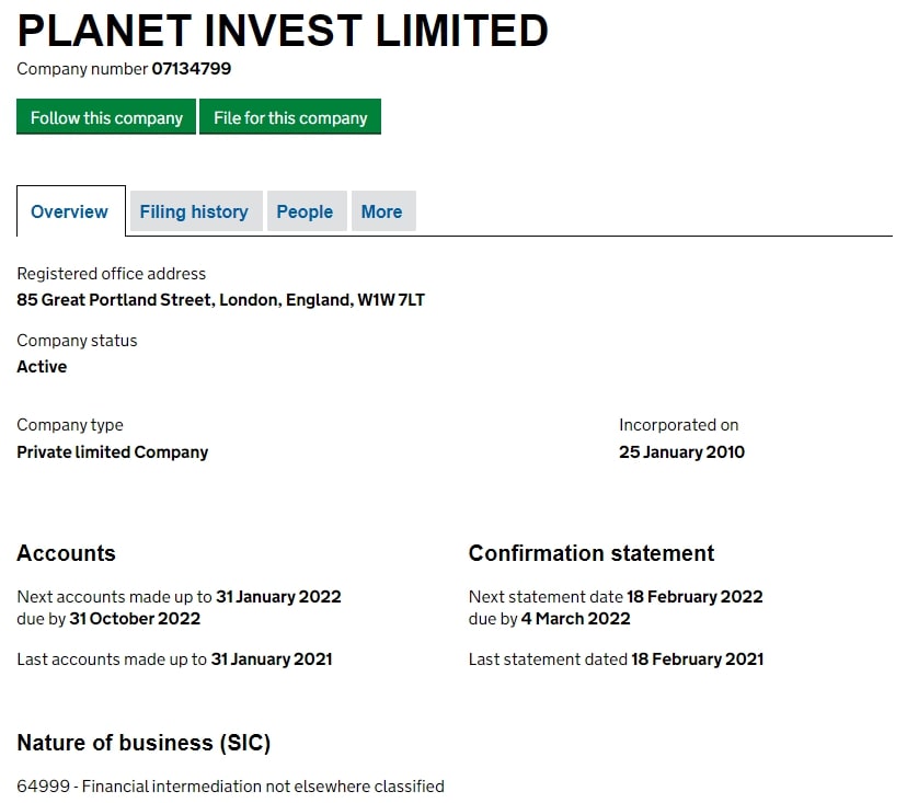 Planet Invest Limited: отзывы и условия трейдинга.