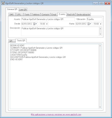 AjpdSoft Generador y lector cdigos QR en funcionamiento