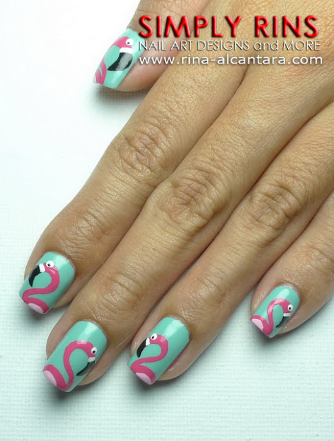 Fun With Flamingos Nail Art Design