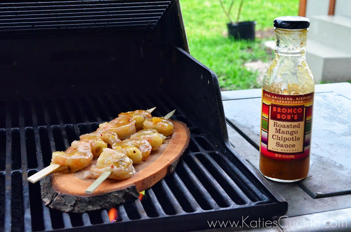 Roasted Mango Chipotle Grilled Shrimp Skewers using products from @WorldMarket from KatiesCucina.com  #CelebratingDad #Recipe #grilling