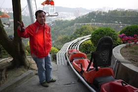 Beginning of a mountain slide at Jingshan Park in Zhuhai, China