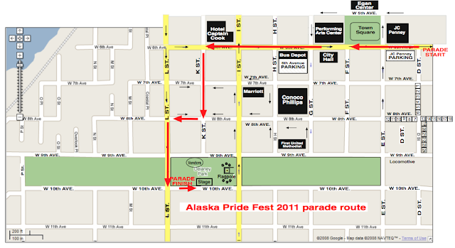 Alaska Pride 2011 Parade Route and Festival Map