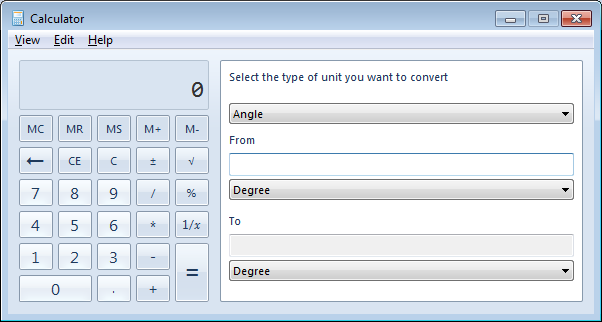 Windows Calculator unit conversion