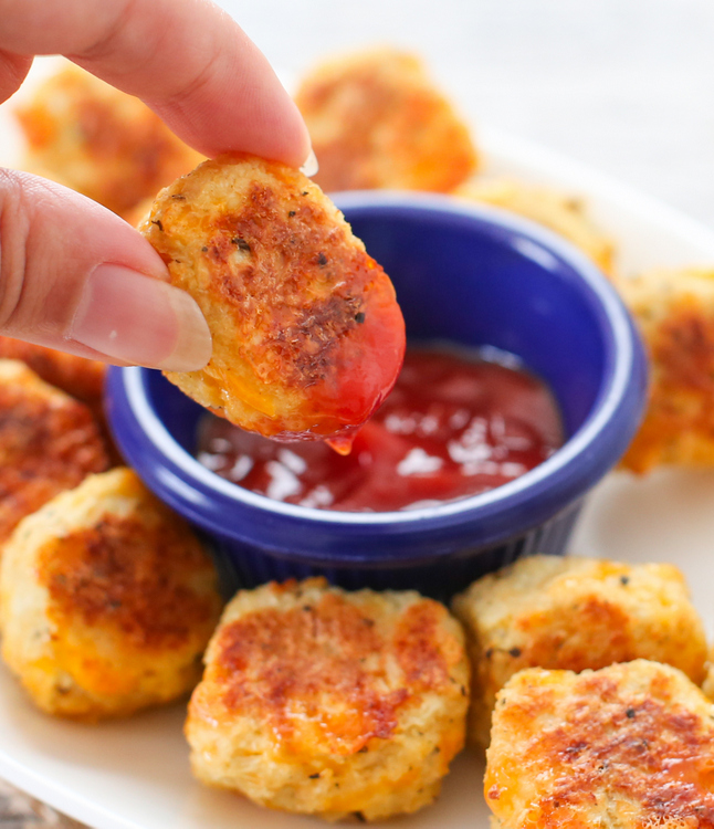 close-up photo of one cauliflower tot