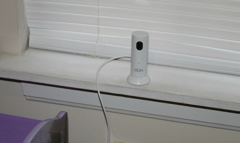 izon camera is compact enough to place on a windowsill