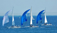 J/105s sailing downwind off Santa Barbara, California