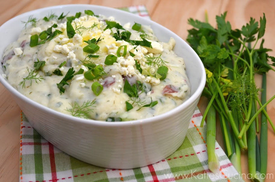 Feta and Herb Mashed Potatoes - Katie's Cucina