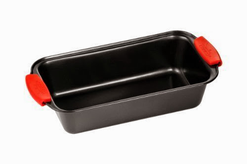  2LB POUNDS BREAD LOAF TIN CONTAINER WITH RED SILICONE GRIPS TRAY TUPPERWARE