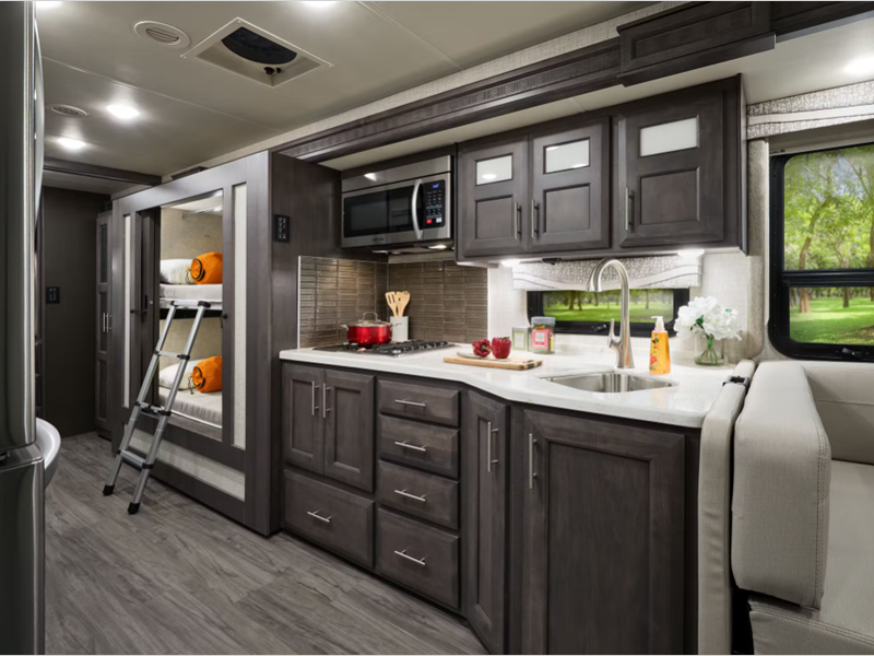 The bunks in this RV give you a great space for the kids.