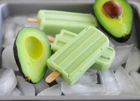 photo of Avocado Coconut Ice Pops with fresh avocado halves