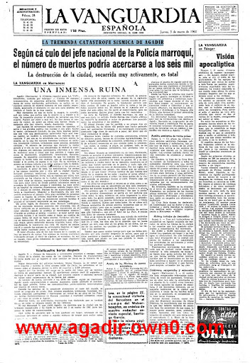صحيفة الاسبانية الكتالانية la vanguardia  وتخصيتها لاخبار زلزال اكادير سنة 1960  Jhk