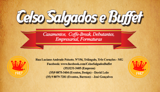 Celso Salgados e Buffet, R. Luciano Andrade Peixoto, 156 - Triângulo, Três Corações - MG, 37410-000, Brasil, Delicatessen, estado Minas Gerais