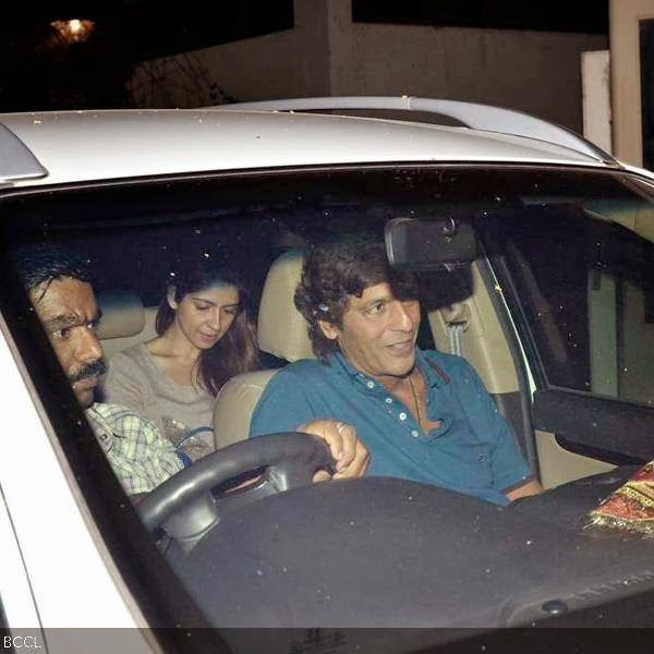 Chunky Pandey and his wife Bhavna arrive at the screening of Gunday, held at Yashraj, in Mumbai, on February 13, 2014. (Pic: Viral Bhayani)