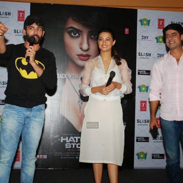 Jay Bhanusali, Surveen Chawla and Sushant Singh during the promotion of film Hate Story 2, in Mumbai. (Pic: Viral Bhayani)