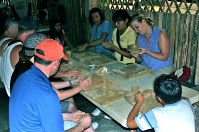 Learning Mayan pottery in Coba