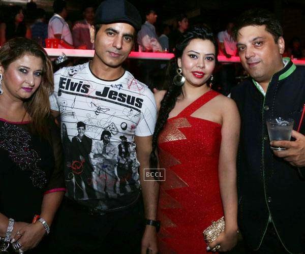 Manuu, Mamta Rawal with Bharat and Reshma Grover during the inauguration of the new Cleopatra Lounge in Chandigarh.