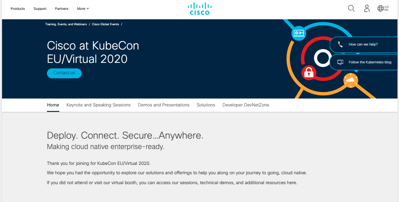 Screenshot of Cisco homepage