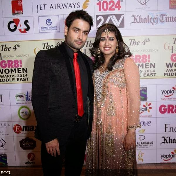 Vivian Dsena and Vahbij Dorabjee during the 4th Gadoya Holdings GR8! Women Awards 2014 held at The Sofitel Palms, Dubai.