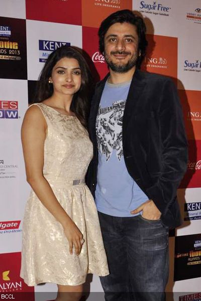 Prachi Desai and Goldie Behl pose for the cameras during the Times Now Foodie Awards 2013, held at ITC Parel in Mumbai on February 02, 2013.(Pic: Viral Bhayani)