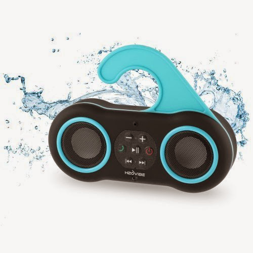 h2o Vibe Waterproof Bluetooth Speaker, Call Answering and 2300mAh Backup Battery - Compatible with all Bluetooth Devices, iPhones, Galaxy, iPod, iPad, Kindle and nearly All Android devices - Blue/Black. Great for Shower, Pool, Beach, Camping and more