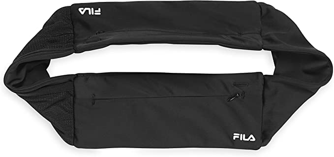 FILA Accessories Waist Pack - Running Belt Fanny Pack | Slimfit Breathable Sports Pouch Phone Holder for Women & Men | Running, Walking, Cycling, Exercise & Fitness Workout Bag, Black