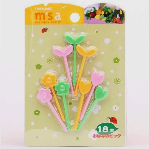 colorful flower leaf food picks for Bento Box Lunch Box