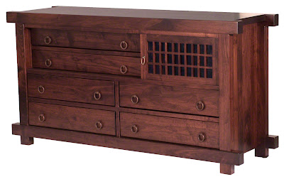 70" x 36" Tansu Dresser in Smoky Walnut