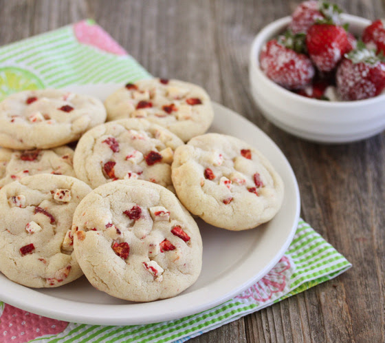 a plate of Strawberries and Cream Cookies