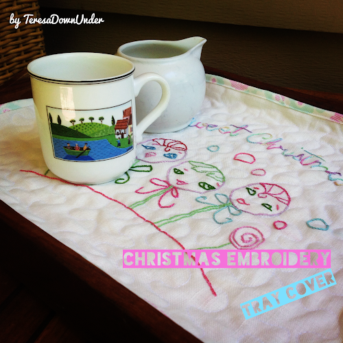 Sweet Christmas embroidery tray cover tutorial