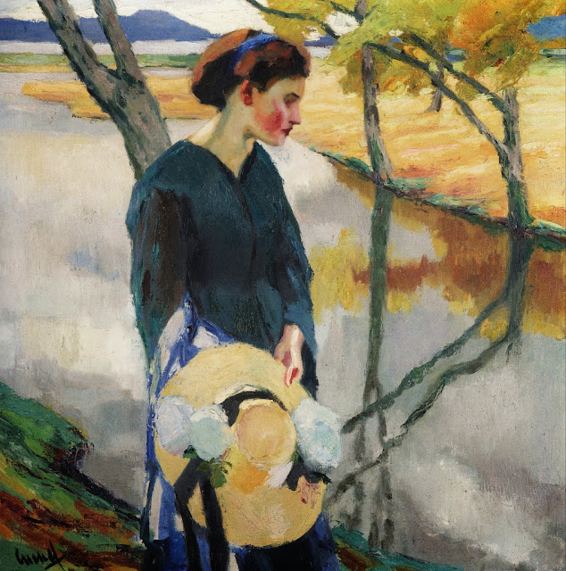 Edward Cucuel - Girl with a straw hat