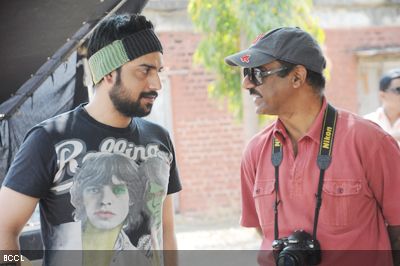 Anshul Sharma and Ashok Pandey on the sets of Bollywood movie 'Saare Jahaan Se Mehnga'.
