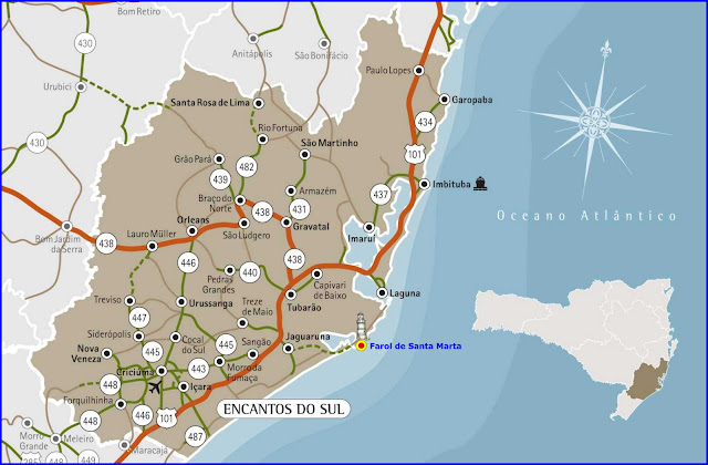 Mapa da região do Litoral Sul de Santa Catarina