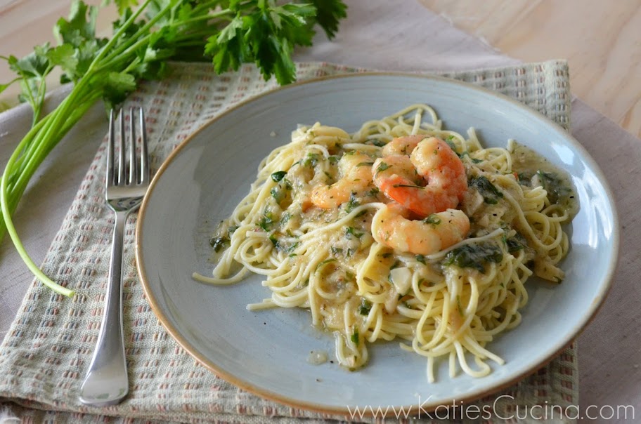 Shrimp Scampi Pasta | KatiesCucina.com @KatiesCucina  #recipe #seafood #shrimp #pasta