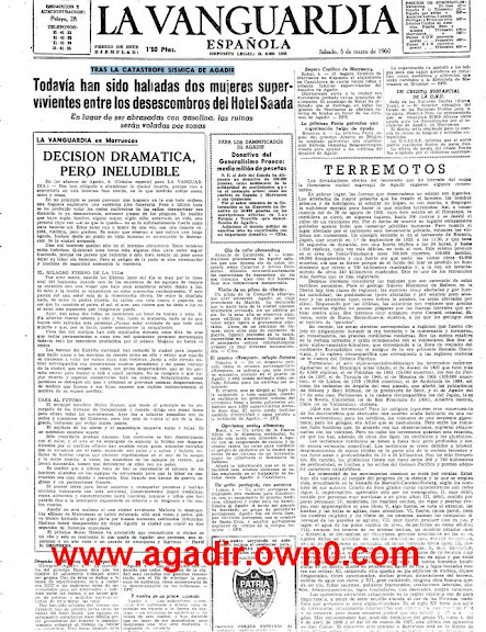 صحيفة الاسبانية الكتالانية la vanguardia وتخصيتها لاخبار زلزال اكادير سنة 1960 Jhkhg