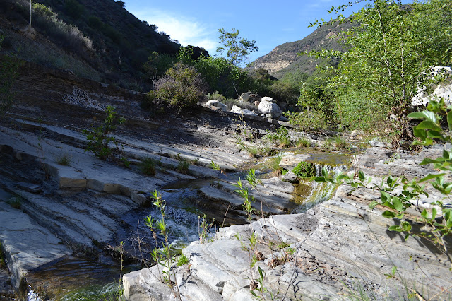 a bit of canyon wall with the water flowing over layers