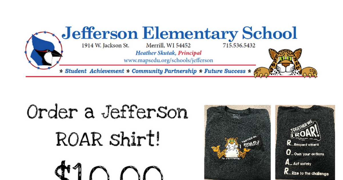 Order a Jefferson Elementary t-shirt