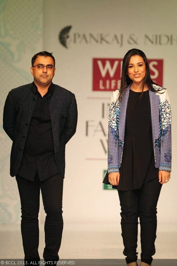 Designer duo Pankaj and Nidhi on Day 2 of the Wills Lifestyle India Fashion Week (WIFW) Spring/Summer 2014, held in Delhi.