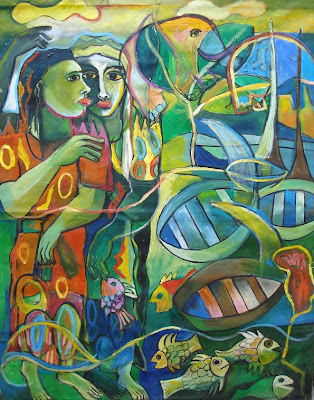 Ladies of the Lake   5’ x 4’  - unfinished canvas