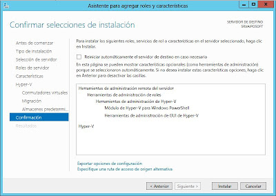 Instalar rol Hyper-V en Microsoft Windows Server 2012