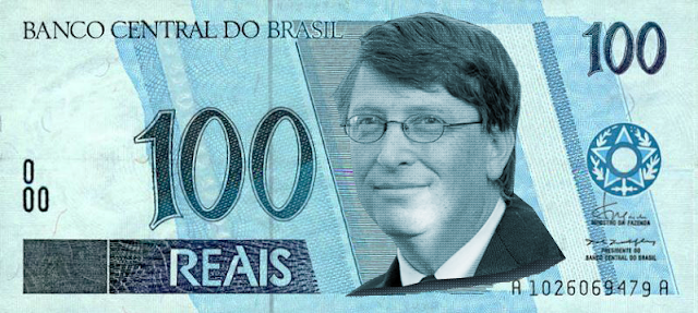 Cédula de Cem Reais com efígie de Bill Gates finalizada