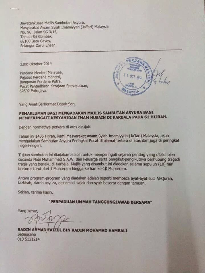 Penganut Syiah Hantar Surat Kepada PM - Kerabu Bersuara