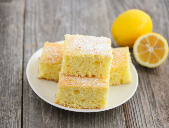 photo of slices of Skinny Lemon Cake on a plate