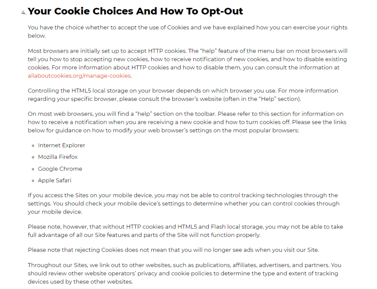 Cookie policy template example 4