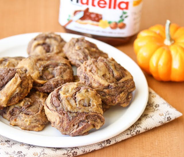 Pumpkin Nutella Swirl Cookies