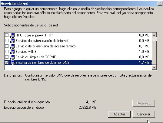 Servidor de DNS, configuración de red, equipo controlador de dominio